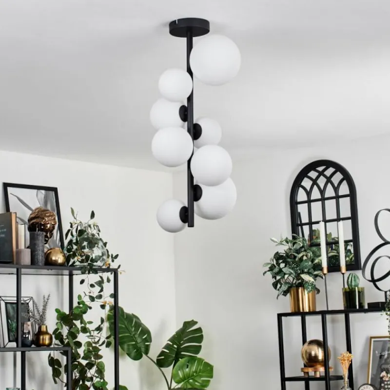 hofstein Plafonnier - Verre 10 cm, 12 cm, 15 cm Chehalis Blanc, 8 lumières