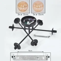 hofstein Plafonnier - Verre 12 cm, 15 cm Chehalis Ambre, 6 lumières
