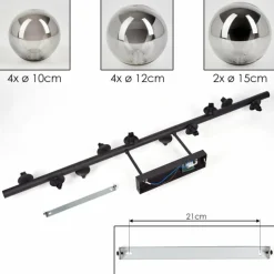 hofstein Plafonnier - Verre 10 cm, 12 cm, 15 cm Chehalis Fumé, 10 lumières