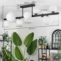 hofstein Plafonnier - Verre 10 cm, 12 cm, 15 cm Chehalis Blanc, 10 lumières