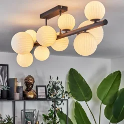 hofstein Plafonnier - Verre 10 cm, 12 cm, 15 cm Chehalis Blanc, 10 lumières