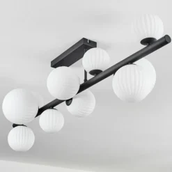 hofstein Plafonnier - Verre 10 cm, 12 cm, 15 cm Chehalis Blanc, 10 lumières