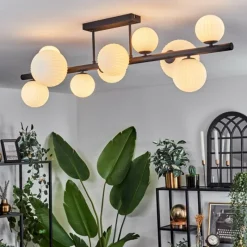 hofstein Plafonnier - Verre 10 cm, 12 cm, 15 cm Chehalis Blanc, 10 lumières