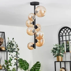 hofstein Plafonnier - Verre 10 cm, 12 cm, 15 cm Chehalis Ambre, 8 lumières