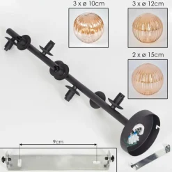 hofstein Plafonnier - Verre 10 cm, 12 cm, 15 cm Chehalis Ambre, 8 lumières