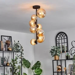 hofstein Plafonnier - Verre 10 cm, 12 cm, 15 cm Chehalis Ambre, 8 lumières