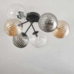 hofstein Plafonnier - Verre 10 cm, 12 cm, 15 cm Chehalis Ambre, Clair, Fumé, 6 lumières