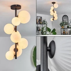 Lampes À Boules-hofstein Plafonnier - Verre 10 cm, 12 cm, 15 cm Chehalis Blanc, 8 lumières