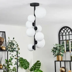 Lampes À Boules-hofstein Plafonnier - Verre 10 cm, 12 cm, 15 cm Chehalis Blanc, 8 lumières