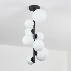 Lampes À Boules-hofstein Plafonnier - Verre 10 cm, 12 cm, 15 cm Chehalis Blanc, 8 lumières