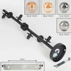 hofstein Plafonnier - Verre 10 cm, 12 cm, 15 cm Chehalis Ambre, Fumé, 8 lumières