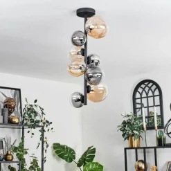 hofstein Plafonnier - Verre 10 cm, 12 cm, 15 cm Chehalis Ambre, Clair, Fumé, 8 lumières