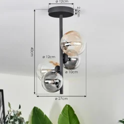 hofstein Plafonnier - Verre 10 cm, 12 cm Chehalis Ambre, Clair, Fumé, 4 lumières