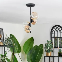 hofstein Plafonnier - Verre 10 cm, 12 cm Chehalis Ambre, Clair, 4 lumières