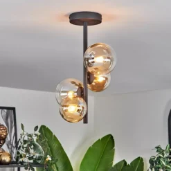 hofstein Plafonnier - Verre 10 cm, 12 cm Chehalis Ambre, Clair, 4 lumières