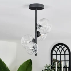 hofstein Plafonnier - Verre 10 cm, 12 cm Chehalis Clair, 4 lumières