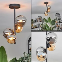 hofstein Plafonnier - Verre 10 cm, 12 cm Chehalis Ambre, Fumé, 4 lumières