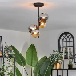 hofstein Plafonnier - Verre 10 cm, 12 cm Chehalis Ambre, Fumé, 4 lumières