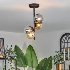 hofstein Plafonnier - Verre 10 cm, 12 cm Chehalis Ambre, Clair, Fumé, 4 lumières