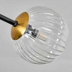 hofstein Plafonnier - Verre 12 cm, 15 cm Chehalis Or, Noir, 8 lumières