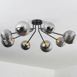 Lampes Dorées-hofstein Plafonnier - Verre 12 cm, 15 cm Chehalis Or, Noir, 8 lumières