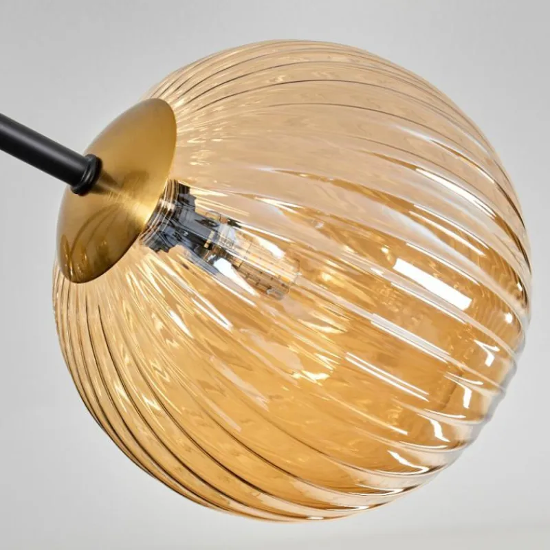 hofstein Plafonnier - Verre 12 cm, 15 cm Chehalis Or, Noir, 8 lumières