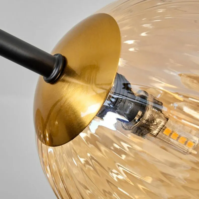 hofstein Plafonnier - Verre 12 cm, 15 cm Chehalis Or, Noir, 8 lumières