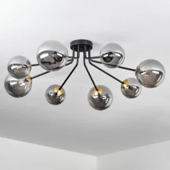 Lampes Dorées-hofstein Plafonnier - Verre 12 cm, 15 cm Chehalis Or, Noir, 8 lumières