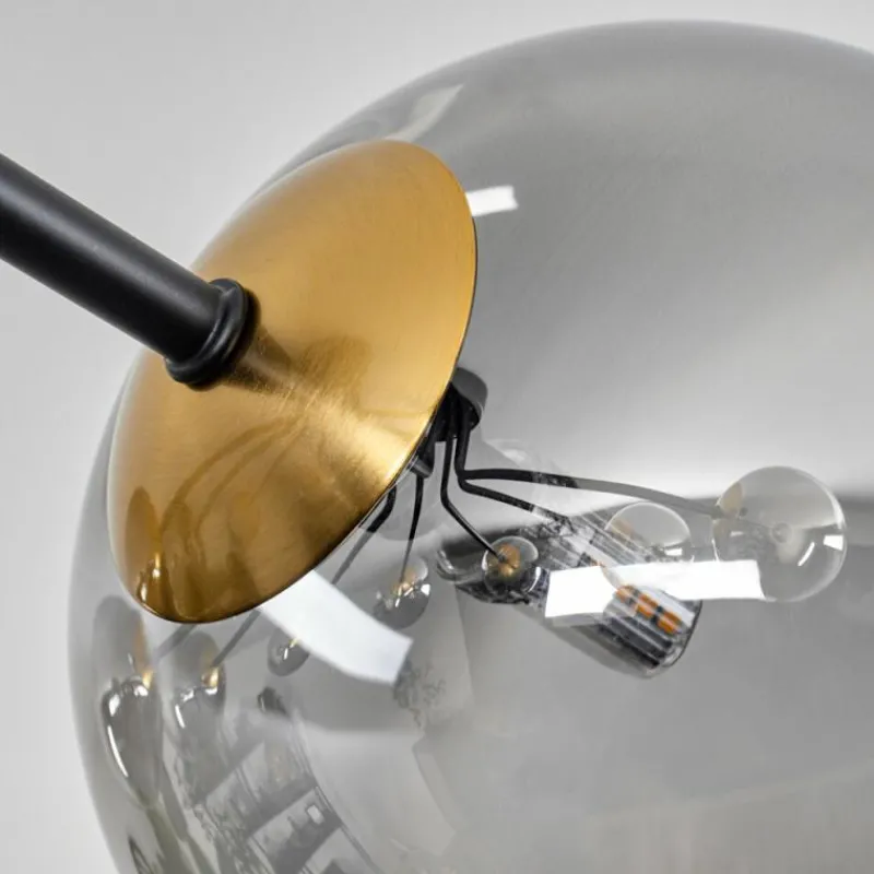 Lampes Dorées-hofstein Plafonnier - Verre 12 cm, 15 cm Chehalis Or, Noir, 8 lumières