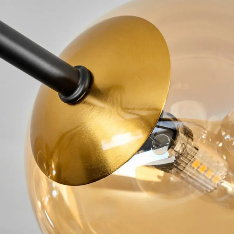 hofstein Plafonnier - Verre 12 cm, 15 cm Chehalis Or, Noir, 8 lumières