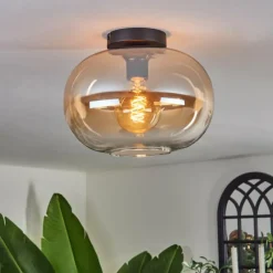 hofstein Plafonnier - Verre 30 cm Apedo Ambre, Clair, 1 lumière