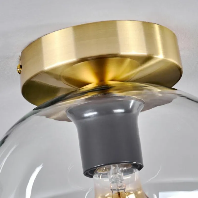 hofstein Plafonnier - Verre 20 cm Apedo Or, Noir, 1 lumière