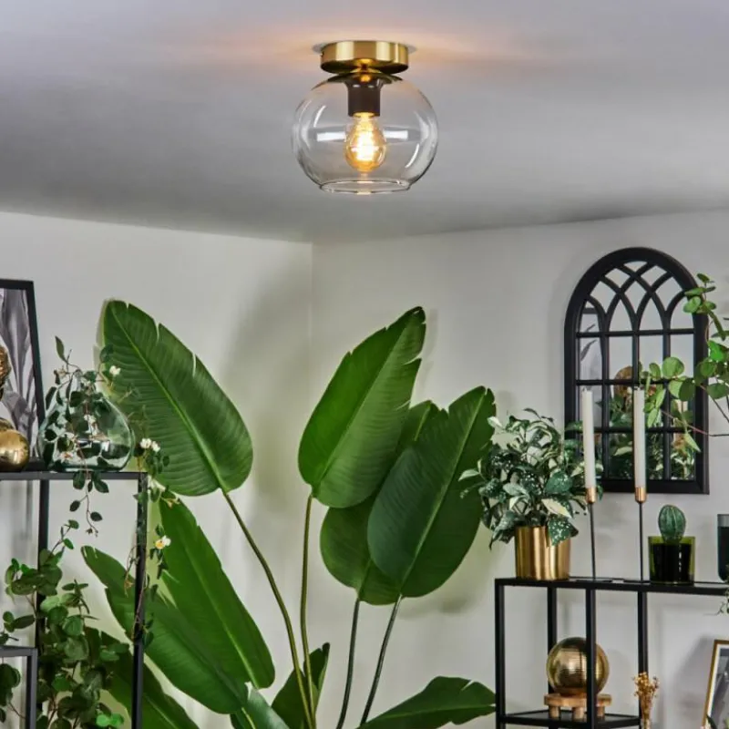 hofstein Plafonnier - Verre 20 cm Apedo Or, Noir, 1 lumière