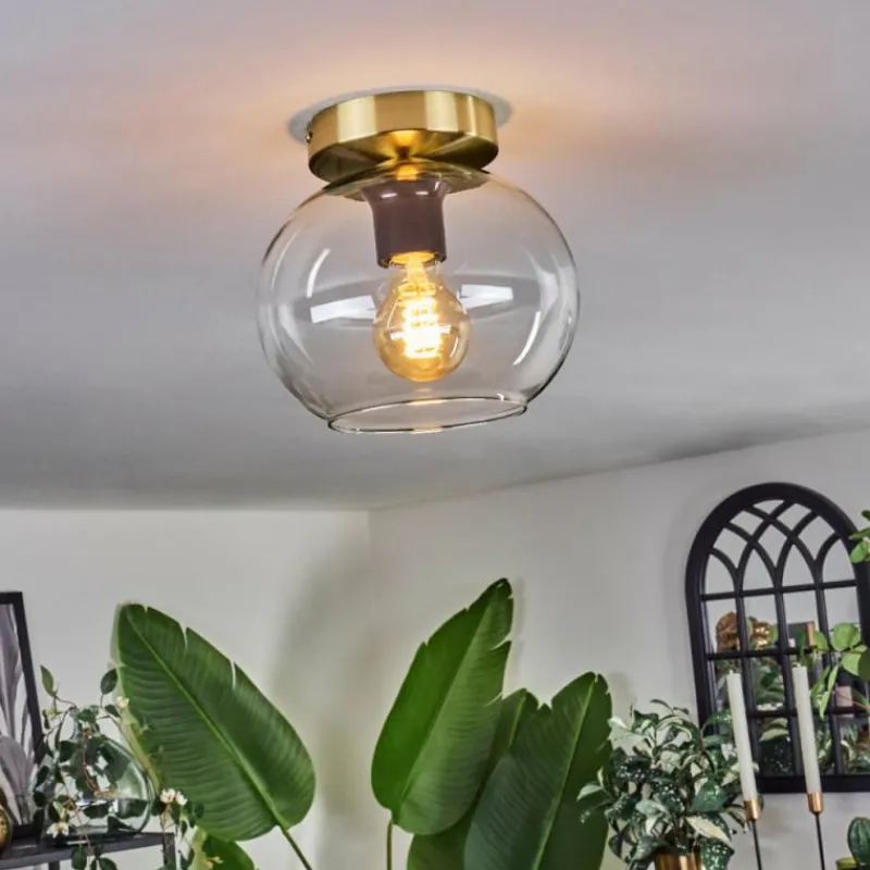 hofstein Plafonnier - Verre 20 cm Apedo Or, Noir, 1 lumière