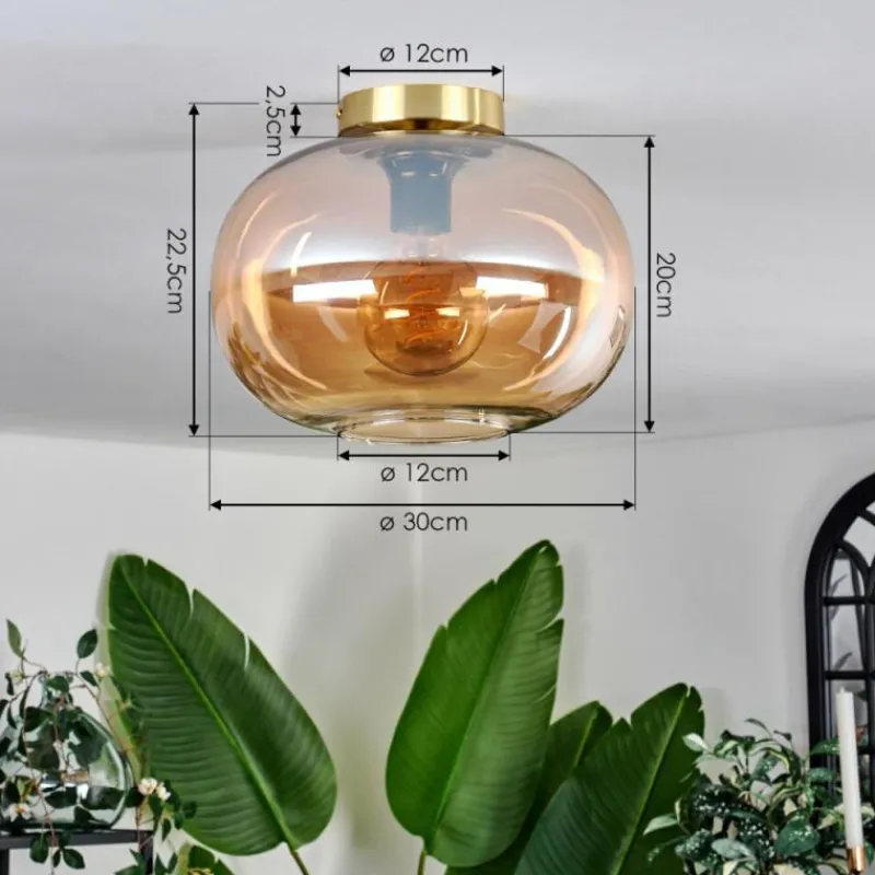 hofstein Plafonnier - Verre 30 cm Apedo Or, Noir, 1 lumière