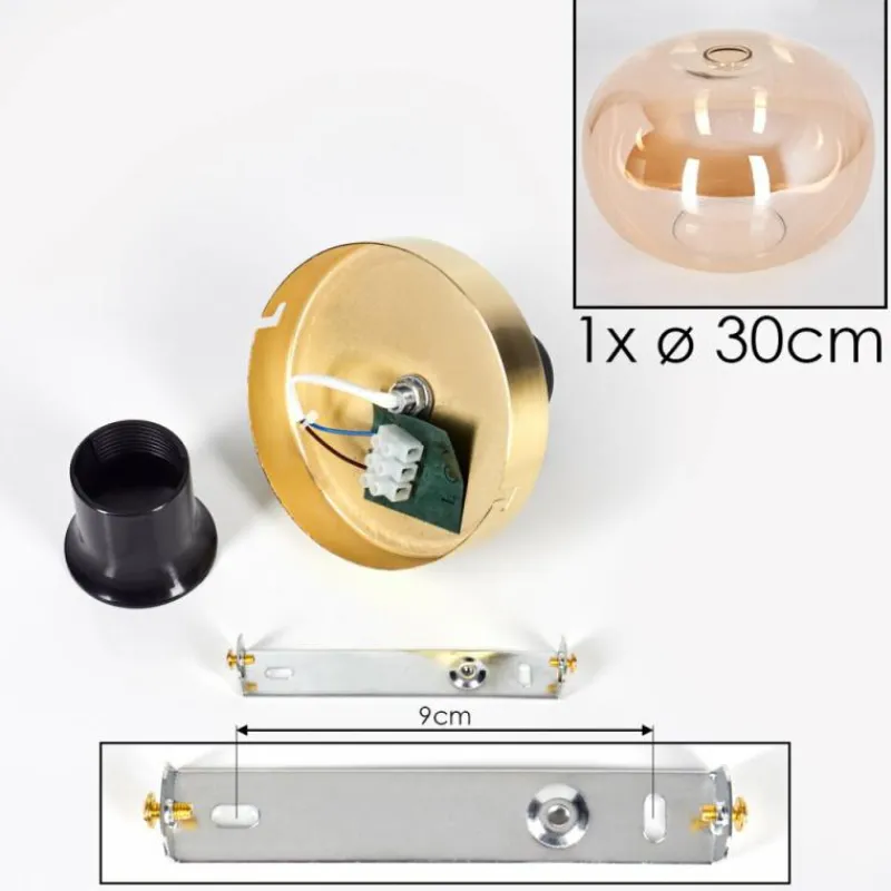 hofstein Plafonnier - Verre 30 cm Apedo Or, Noir, 1 lumière