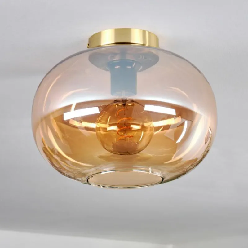 hofstein Plafonnier - Verre 30 cm Apedo Or, Noir, 1 lumière