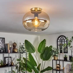 hofstein Plafonnier - Verre 30 cm Apedo Or, Noir, 1 lumière