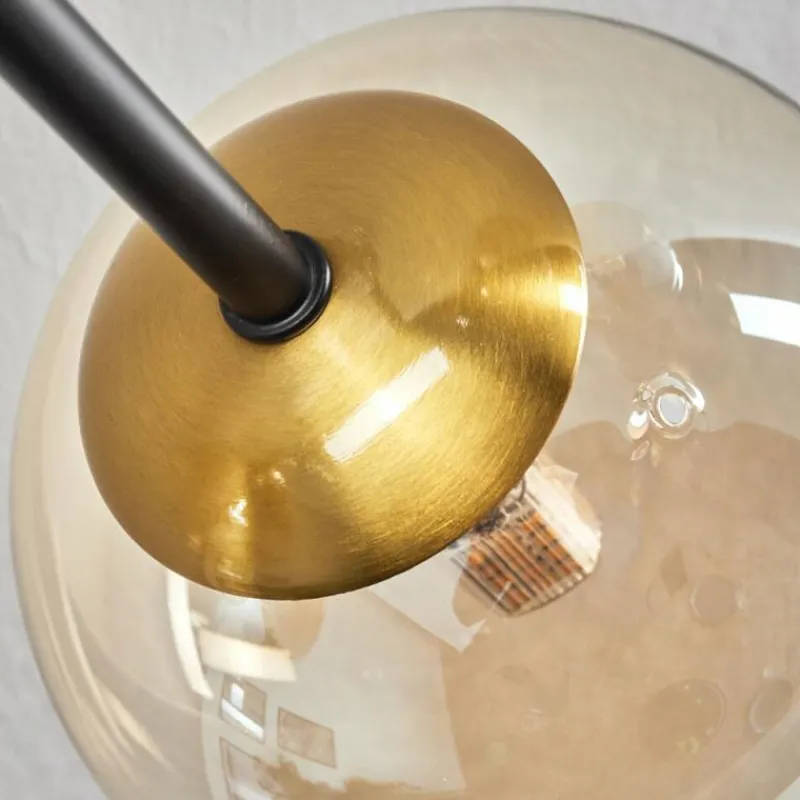 hofstein Plafonnier - Verre 12 cm Chehalis Or, Noir, 6 lumières