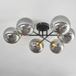 Lampes Dorées-hofstein Plafonnier - Verre 15 cm Chehalis Or, Noir, 6 lumières