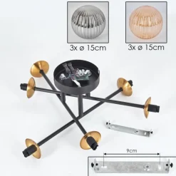 Lampes Dorées-hofstein Plafonnier - Verre 15 cm Chehalis Or, Noir, 6 lumières