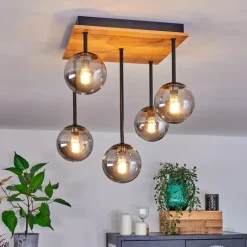 hofstein Plafonnier - Verre 10 cm Chehalis Écru, Noir, 5 lumières