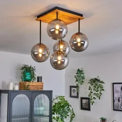 hofstein Plafonnier - Verre 15 cm Chehalis Écru, Noir, 5 lumières