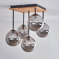 hofstein Plafonnier - Verre 15 cm Chehalis Écru, Noir, 5 lumières