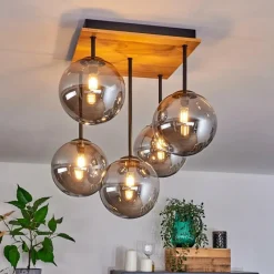 hofstein Plafonnier - Verre 15 cm Chehalis Écru, Noir, 5 lumières