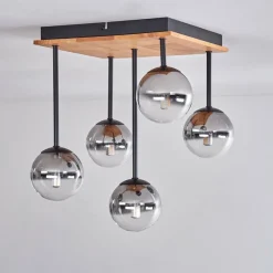 hofstein Plafonnier - Verre 10 cm Chehalis Écru, Noir, 5 lumières