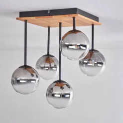 hofstein Plafonnier - Verre 12 cm Chehalis Écru, Noir, 5 lumières