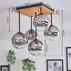 hofstein Plafonnier - Verre 15 cm Chehalis Écru, Noir, 5 lumières