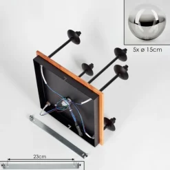 hofstein Plafonnier - Verre 15 cm Chehalis Écru, Noir, 5 lumières