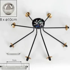 Lampes Dorées-hofstein Plafonnier - Verre 10 cm Chehalis Or, Noir, 8 lumières